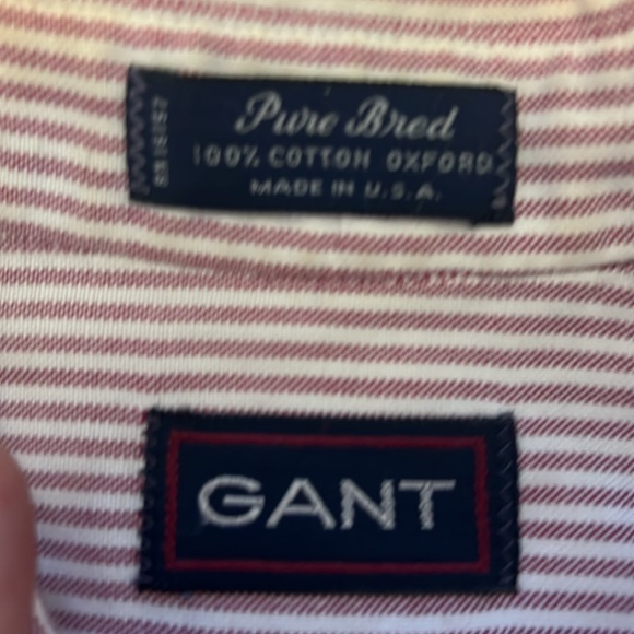 Vintage Gant Striped Oxford Shirt size 15.5x33. Made in the USA. - Picture 3 of 4